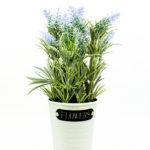 Artificial Plant Lavender With White Metal Pot