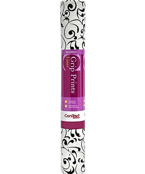 Con-Tact Brand Grip Prints 4 ft. L x 18 in. W Virtu Black Non-Adhesive Shelf Liner