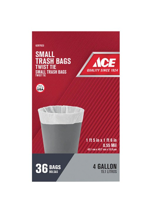 Ace 4 gal Trash Bags Twist Tie 36 pk 0.55 mil