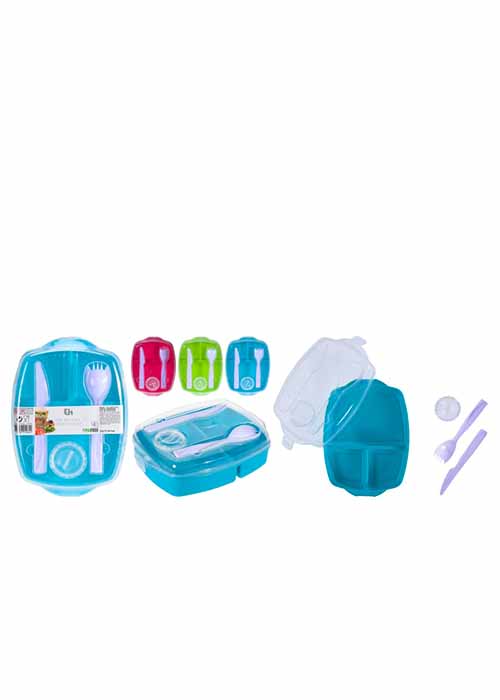 64-997100170 Excellent Houseware Lunchbox Set Blue/Pink/Green - Image 1