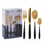 Cutlery Set 16 Pieces Black Gold