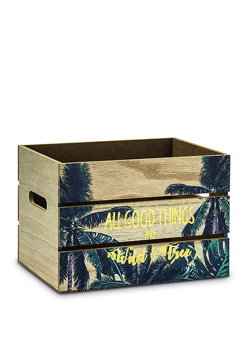 64-HZ1210490 Box Wood Set of 2 Pieces Leaf Print - Image 1