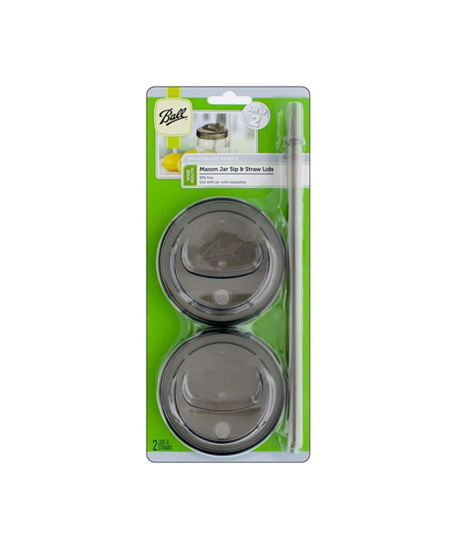 Ball Drinkware Series Wide Mouth Lid Covers and Straws 2 pk
