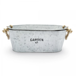 Oval Tin Vase Cover with Rope Handle