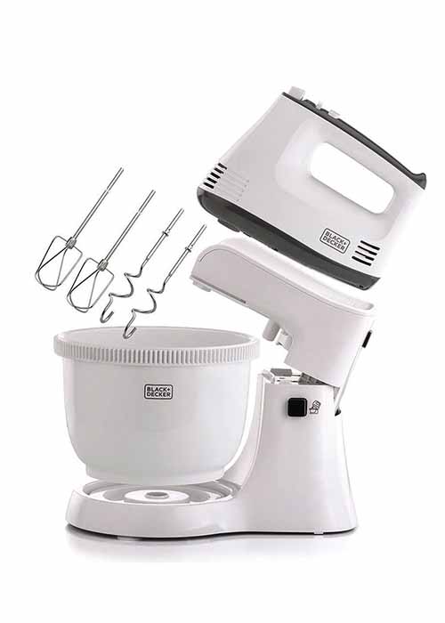 Black+Decker 300w 5 Speed Multifunction Bowl And Stand Mixer, White Ace Hardware Maldives