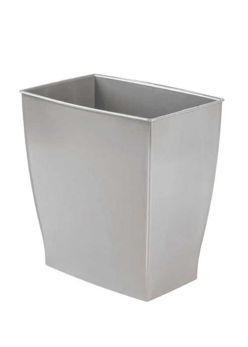 InterDesign Wastebasket Trash Bathroom Gray Mono Rectangular Can Ace