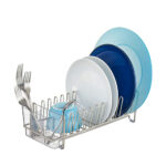 InterDesign Classico Compact Kitchen Dish Drainer Rack, Silver