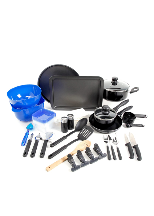 Gibson Home Nonstick Aluminum Cookware Set, 59Piece, Black Ace