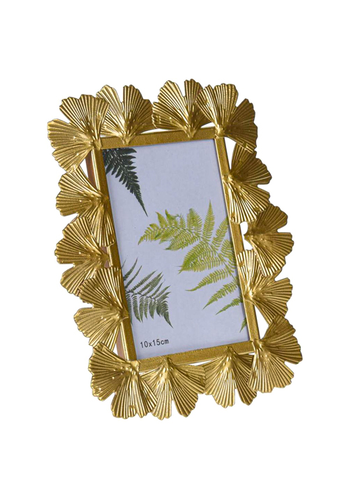 Photo Frame With Decorative Gold Metal Leaves, 10 X 15 Cm Ace