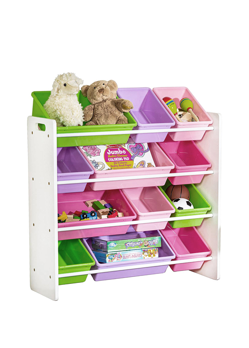 Honey-Can-Do Kids Toy Storage Organizer With Pastel Colored Bins, White ...