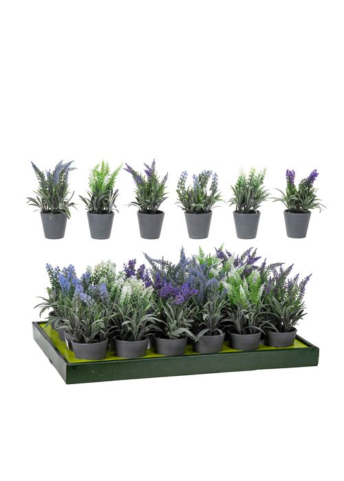 70-317002150 Artificial Lavender Plant In Grey Pot, 6 Assorted Types, 20 Cm - Image 1