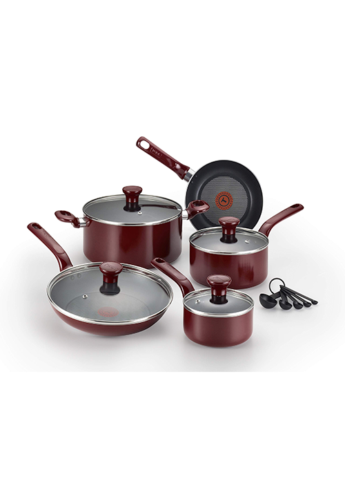 T-Fal Excite 14-Piece Nonstick Cookware Set ,Red