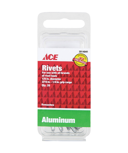 Ace 1/8 in. D X 1/4 in. R Aluminum Rivets Silver 20 Pack