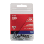 Ace 1/8 in. D X 1/2 in. R Steel Rivets Silver 100 Pack