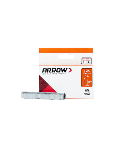 Arrow Fastener T25 1/4 in. W X 9/16 in. L 18 Ga. Round Crown Wire Staples 1100 Pack