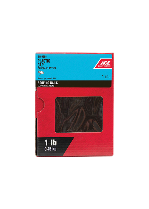 Ace 1 in. Cap Galvanized Plastic/Steel Nail Flat Head 1 lb Ace 1 in. Cap Galvanized Plastic/Steel Nail Flat Head 1 lb