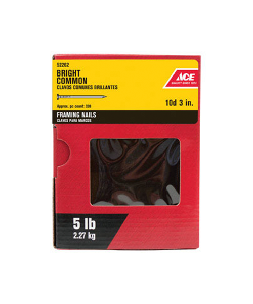 Ace 10D 3 in. Framing Bright Steel Nail Round 1 lb