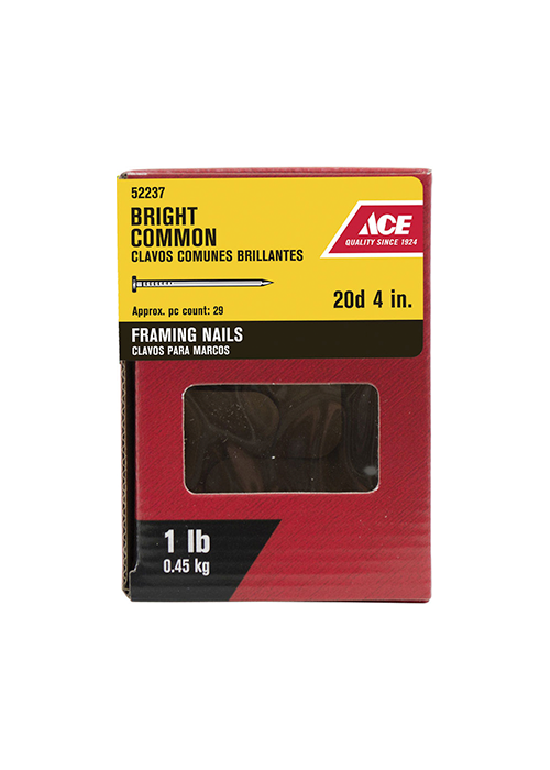 Ace 20D 4 in. Framing Bright Steel Nail Round Head 1 lb Ace 20D 4 in. Framing Bright Steel Nail Round Head 1 lb