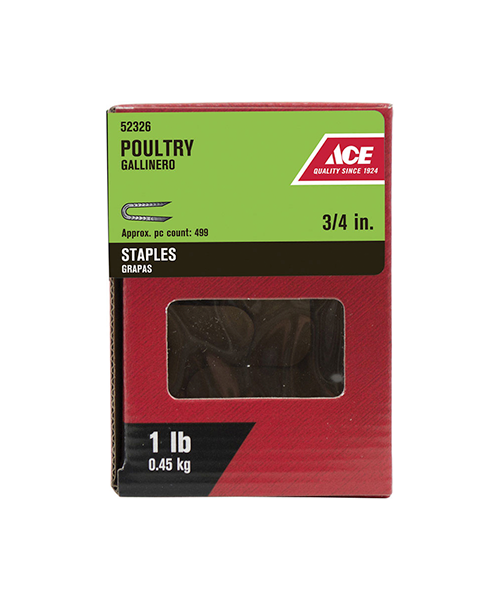 Ace 25 in. W X 3/4 in. L Galvanized Steel Poultry Staples 1 lb