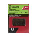 Ace 4D 1-1/2 in. Box Hot-Dipped Galvanized Steel Nail Flat 1 lb