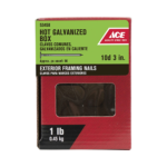 Ace 10D 3 in. Box Hot-Dipped Galvanized Steel Nail Flat 1 lb