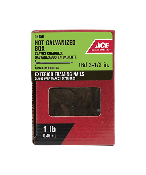 Ace 16D 3-1/2 in. Box Hot-Dipped Galvanized Steel Nail Flat