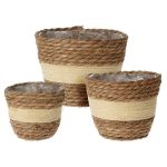 FLOWER POT CATTAIL LEAVE SET 3  430000930